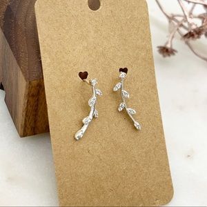 Crystal Stem Clusters Drop Earrings Silver